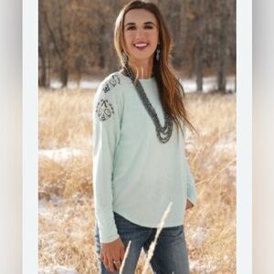 Cruel Denim long sleeve embroidered top